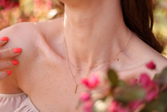 Saveable necklace length chart graphic — named lengths with inches and a simple silhouette showing where each sits on the body (Pinterest hero asset)